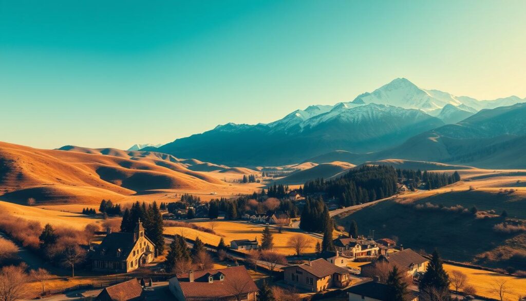 A picturesque landscape of rolling hills and serene plains, bathed in warm, golden sunlight. In the foreground, a quaint town with rustic architecture and well-maintained homes, exuding a sense of tranquility. Nearby, a majestic mountain range stands tall, its snow-capped peaks reaching towards the cloudless azure sky. In the middle ground, a winding road leads to a lush, tree-lined neighborhood, hinting at the peaceful lifestyle of this low-tax haven. The scene conveys an atmosphere of relaxation and financial security, perfect for retirees seeking a comfortable and affordable retirement destination. A picturesque landscape of rolling hills and serene plains, bathed in warm, golden sunlight. In the foreground, a quaint town with rustic architecture and well-maintained homes, exuding a sense of tranquility. Nearby, a majestic mountain range stands tall, its snow-capped peaks reaching towards the cloudless azure sky. In the middle ground, a winding road leads to a lush, tree-lined neighborhood, hinting at the peaceful lifestyle of this low-tax haven. The scene conveys an atmosphere of relaxation and financial security, perfect for retirees seeking a comfortable and affordable retirement destination.