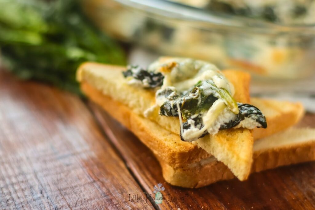 cream cheese spinach dip on a cracker
