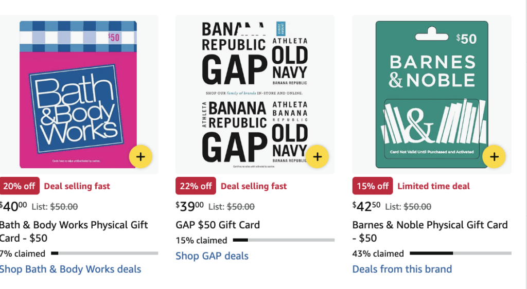 Gift Cards up to 20% off- Gap, Sephora, Lowe's and More...